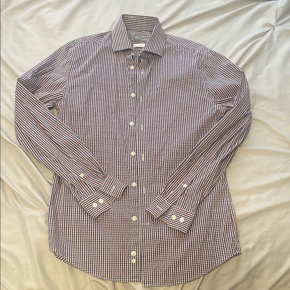 Men's Checkered Shirt - Blue and White